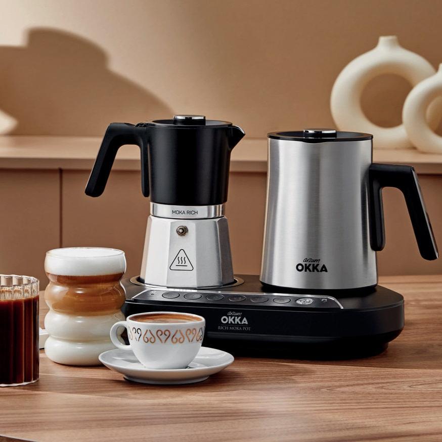 Arzum Okka Rich Moka Pot Turkish Coffee and Moka Maker - Chrome