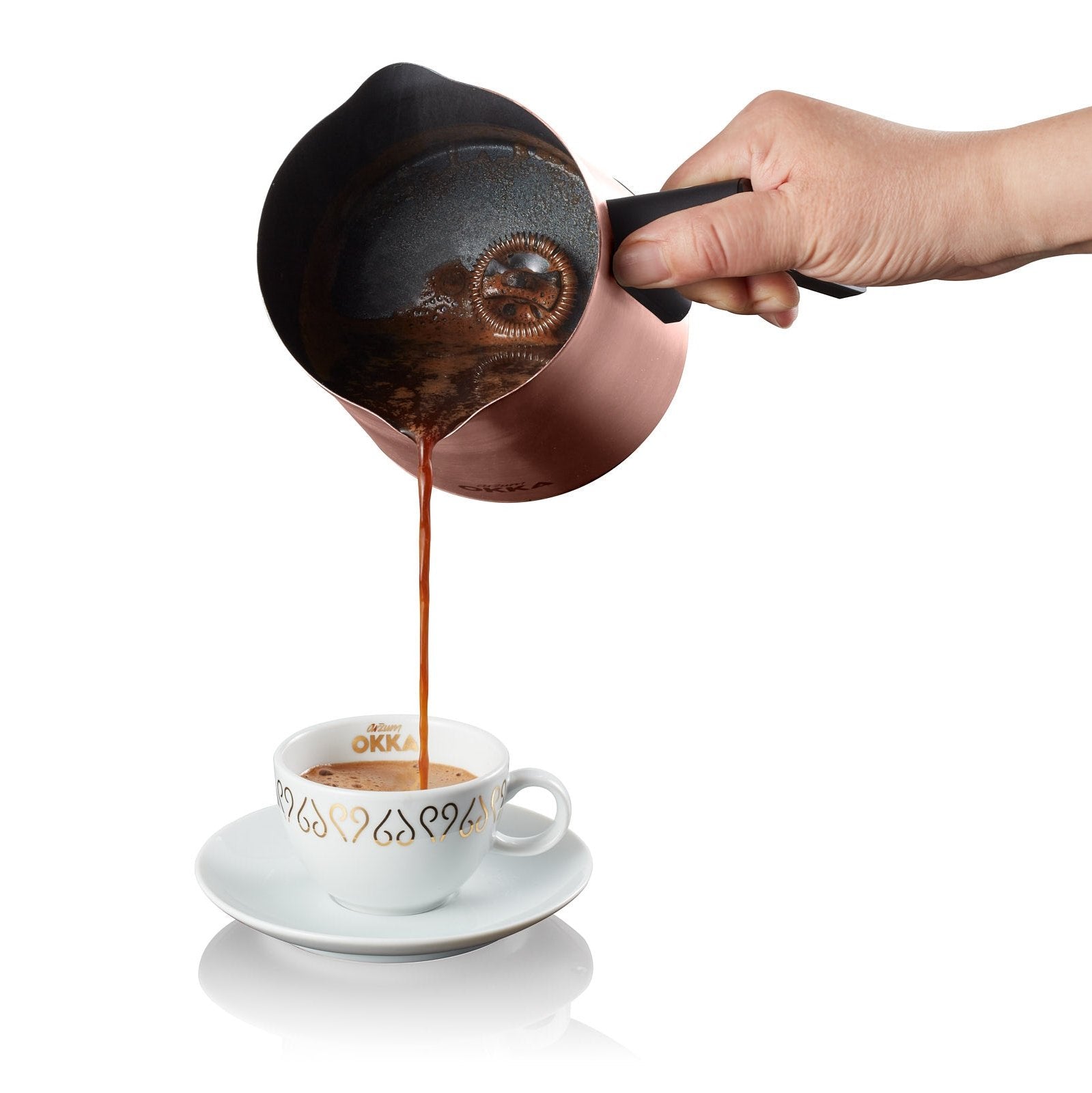 Arzum Okka Rich Automatic Turkish Coffee and Hot Beverage Maker, Velvetiser, 120V, Black/Copper