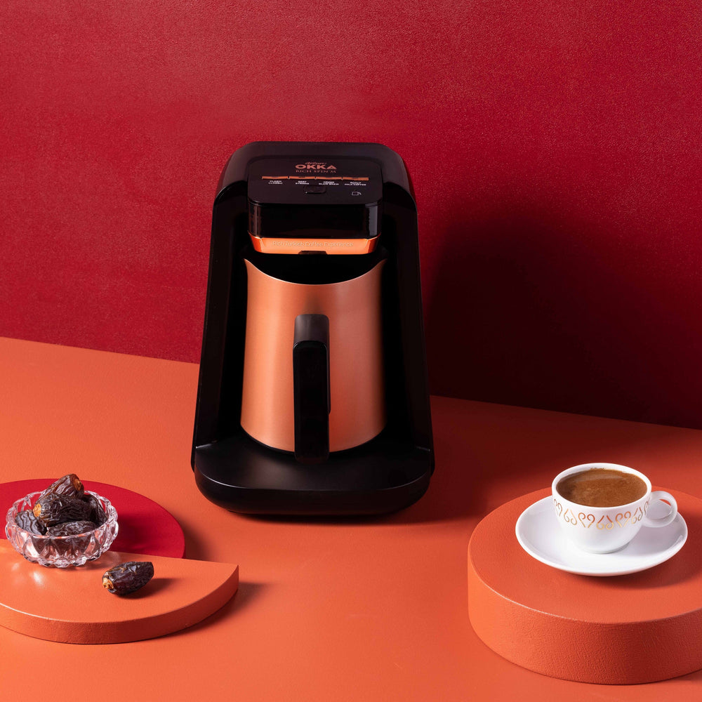 Arzum Okka Rich Automatic Turkish Coffee and Hot Beverage Maker, Velvetiser, 120V, Black/Copper